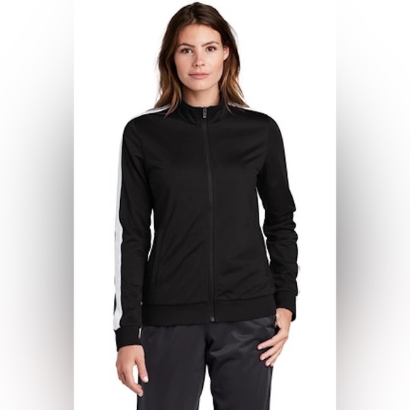 Forever 21 Sport Luxe Track Jacket Womens Medium Black White Stripe Zip Up - Picture 2 of 10